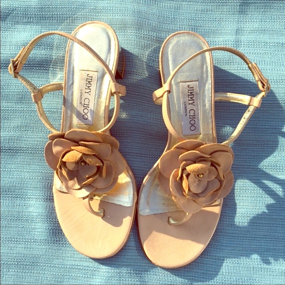 Beautiful Jimmy Choo sandals with gold heel
